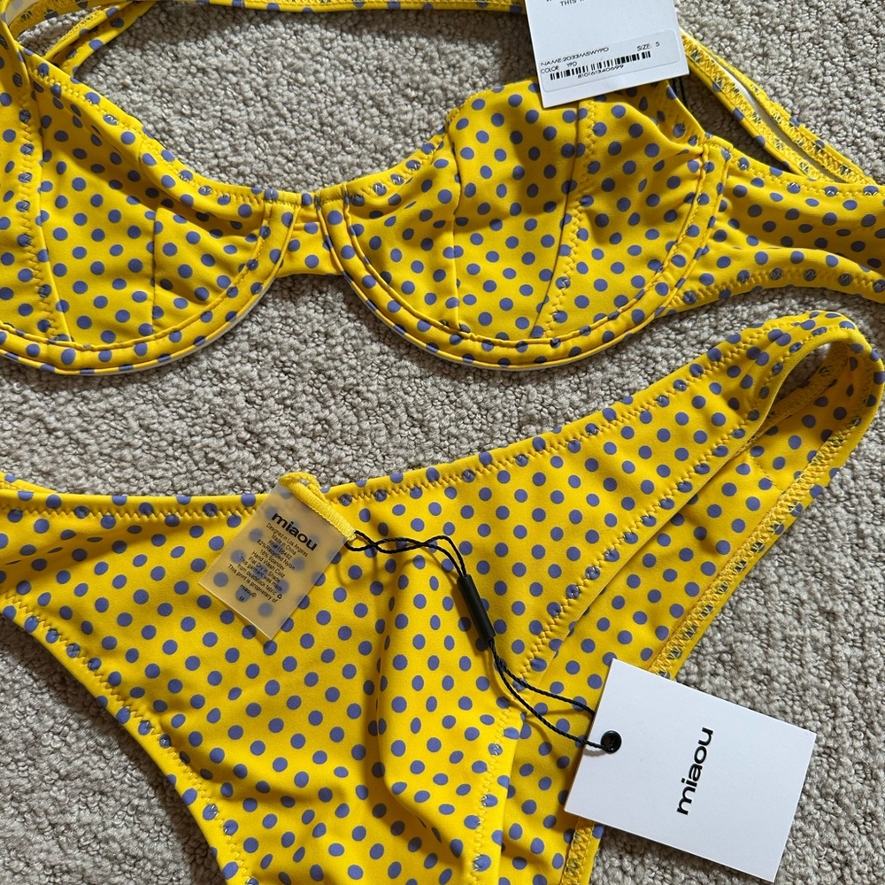 Miaou Yellow Bikini with Blue Polka Dots